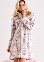 Поларен дамски халат с копчета Infiore 3007 Koala
